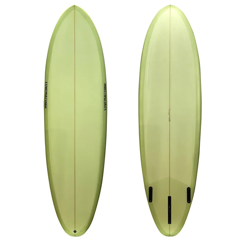 Love Machine Surfboards 6ft 10 Cheet in Green - Futures Sides