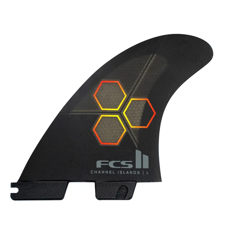 FCS II CI PC Tri-Quad Fin Set in Black Flame