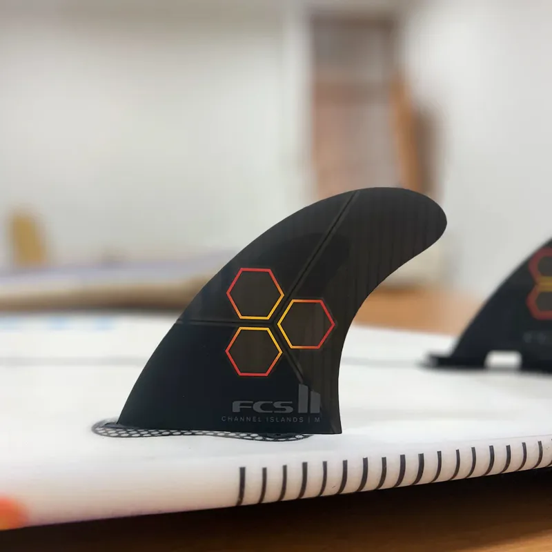 FCS II CI PC Tri-Quad Fin Set in Black Flame-5