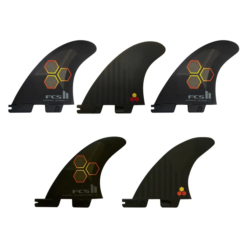 FCS II CI PC Tri-Quad Fin Set in Black Flame-4