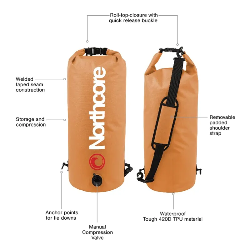 Northcore Waterproof Compression Bag in Orange-4