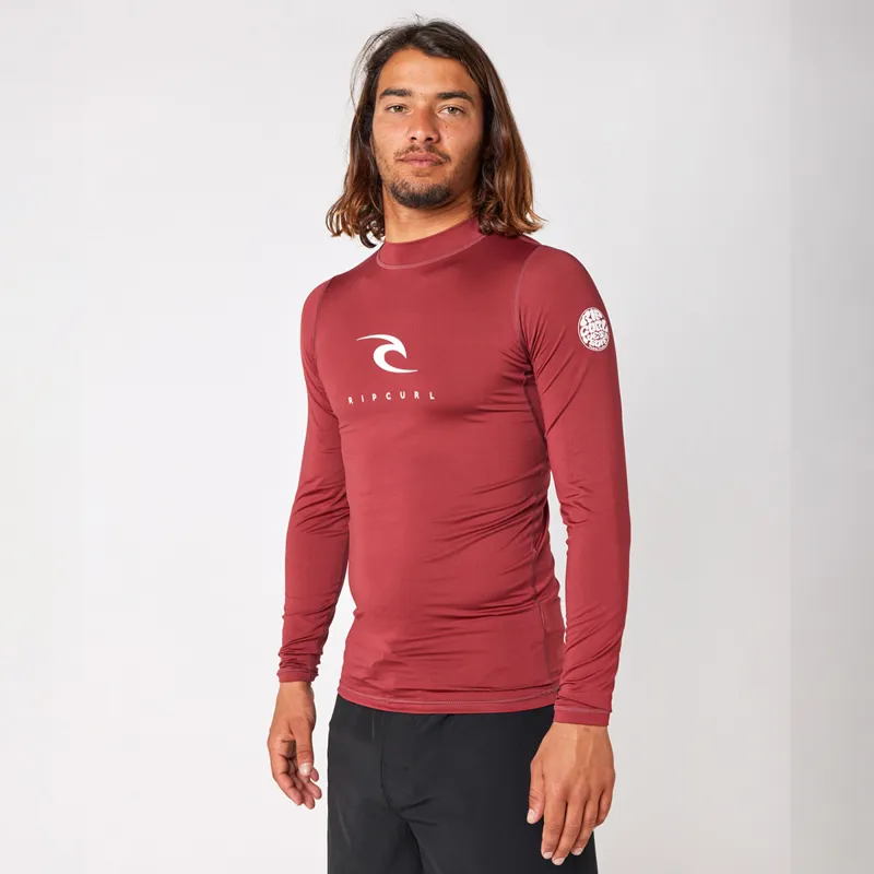 Rip Curl Corps Long Sleeve UV Tee in Maroon-1