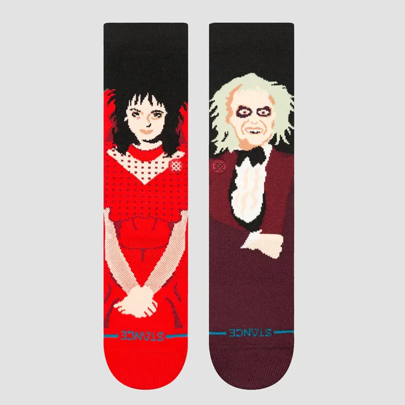 Stance Beetlejuice Dearly Beloved Crew Sock in Maroon - SIZE Large-1