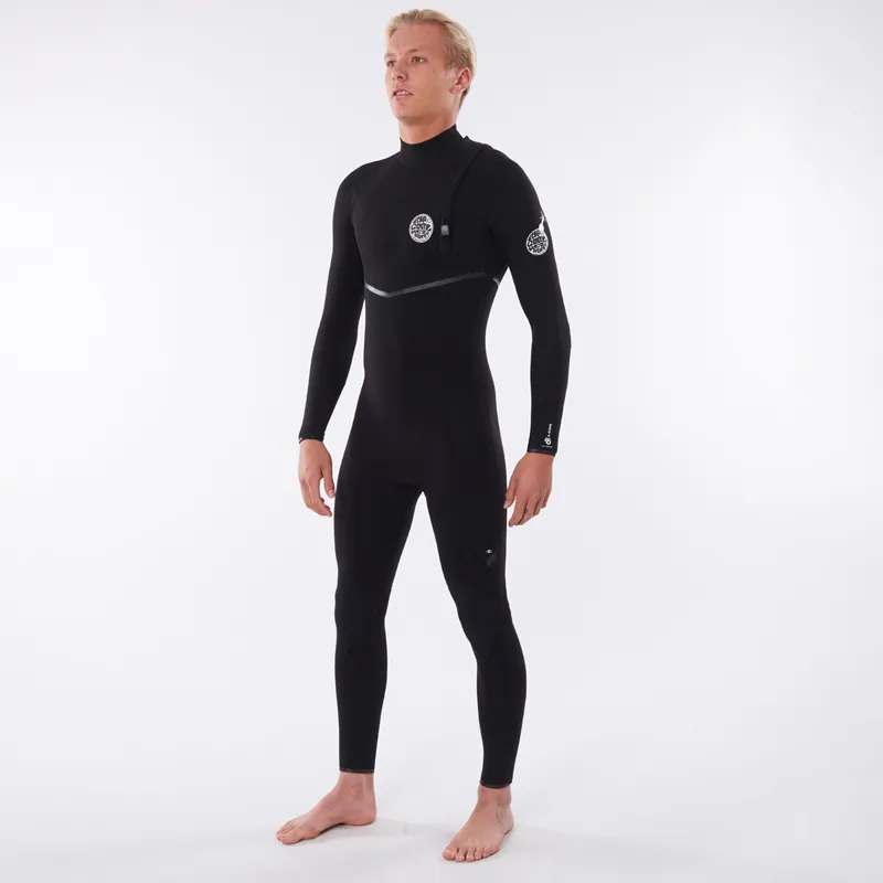 Rip Curl Mens E-Bomb 4/3mm Zip Free Wetsuit in Black