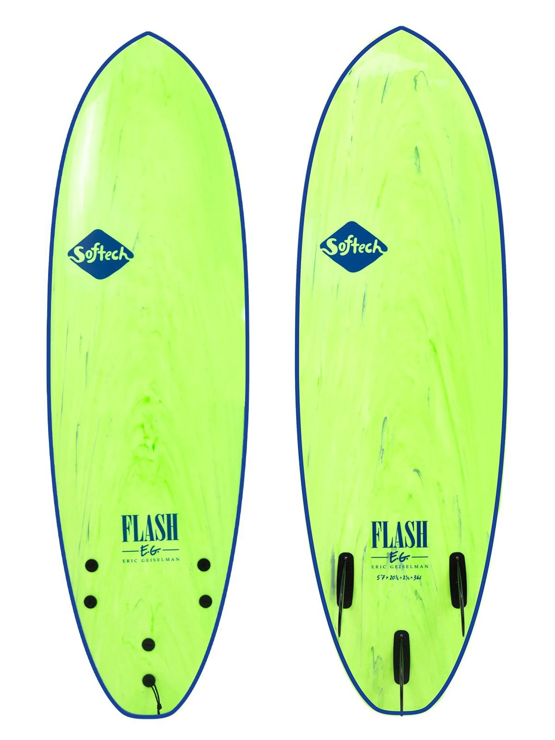 Softech Flash Eric Geiselman Soft Surfboard in Green Marble - FCS