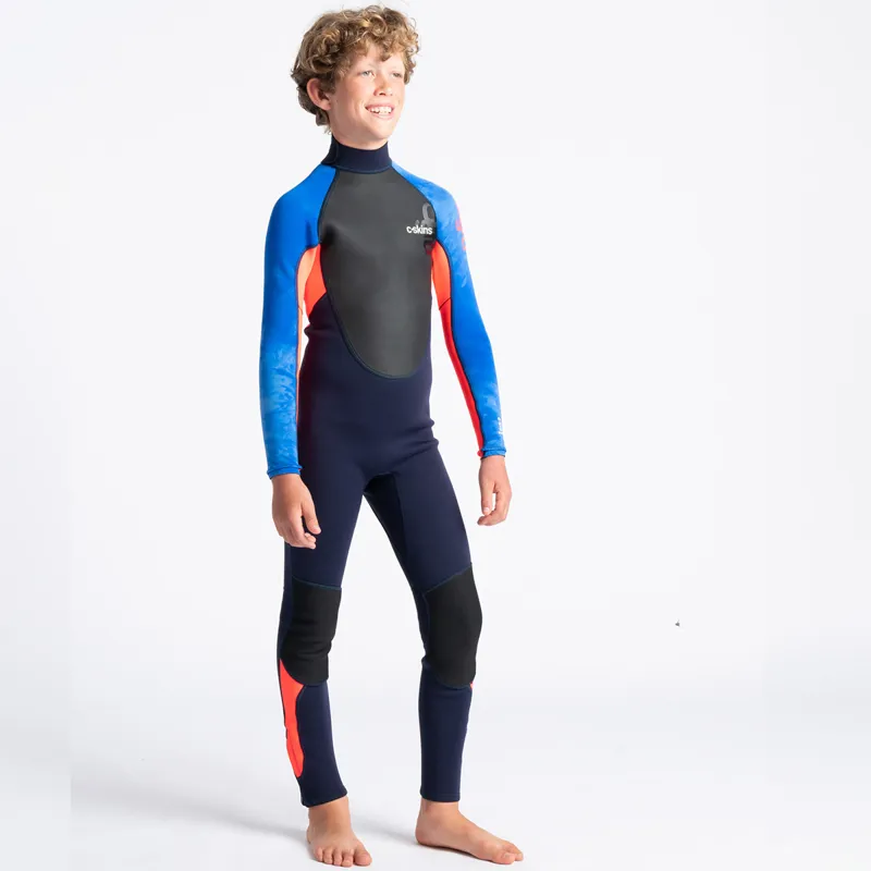 C-Skins / Junior / Element / 3-2mm / Back Zip / Slate Navy-Red-Blue Tiedye