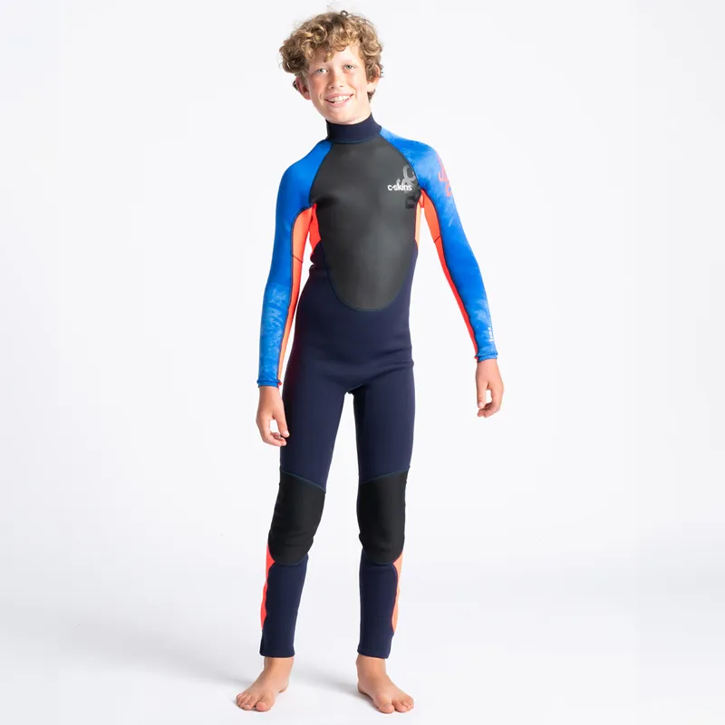 C-Skins / Junior / Element / 3-2mm / Back Zip / Slate Navy-Red-Blue Tiedye-2