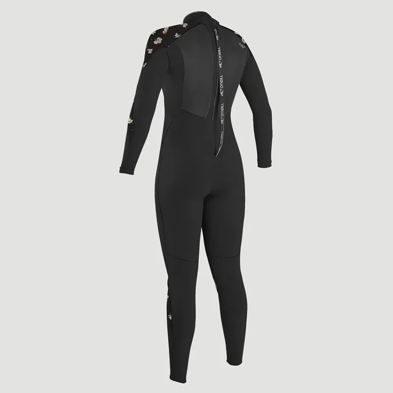 O Neill Epic Womens 5-4mm Back Zip Wetsuit in Black/Cindydaisy-1