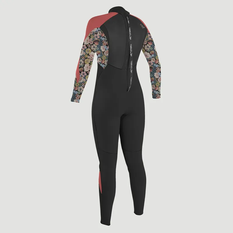 O Neill Girls Epic 5/4mm Back Zip Wetsuit in Black/Twiggy/Tea Rose-1
