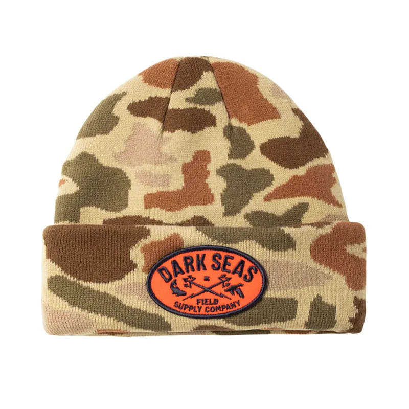 Dark Seas Fields Beanie in Camo