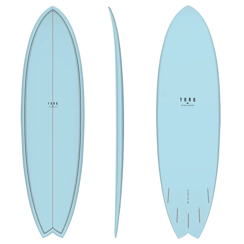 Torq Mod Fish Surfboard in Blue with Fibre Pattern - Futures