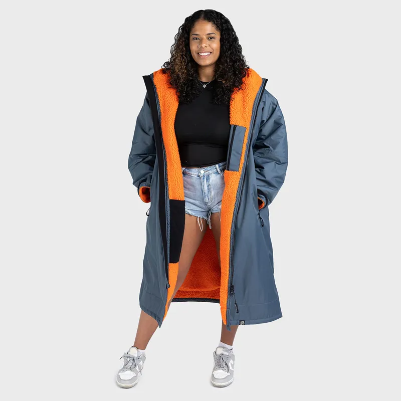 Dryrobe Advance Long Sleeve Change Robe in Charcoal Grey/Orange