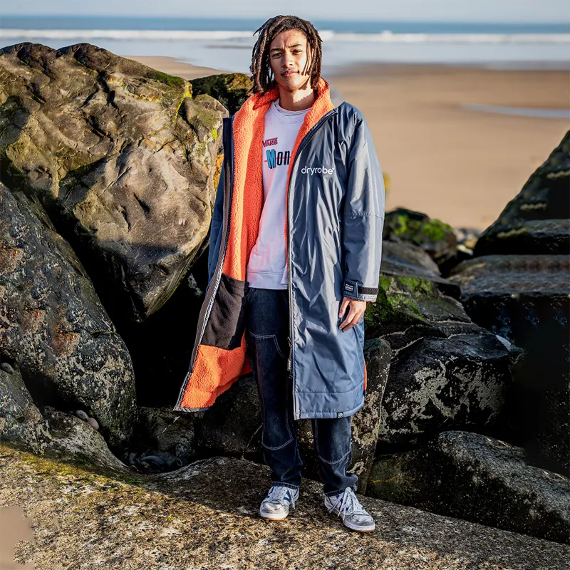 Dryrobe Advance Long Sleeve Change Robe in Charcoal Grey/Orange-4