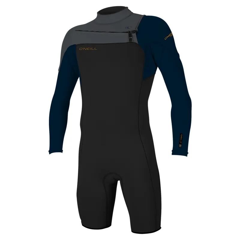 O'Neill Hammer 2mm Chest Zip Long Sleeve Shorty Wetsuit in Black/Abyss