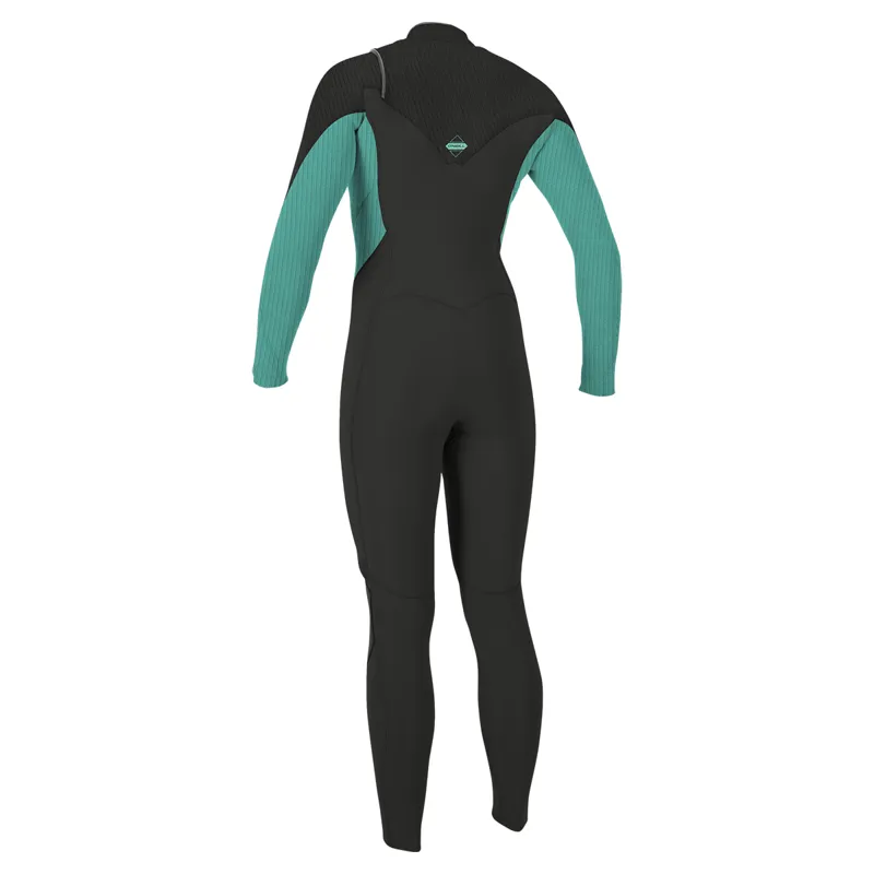 O Neill Womens Hyperfreak 4-3mm+ Chest Zip Wetsuit in Raven/Opal-1