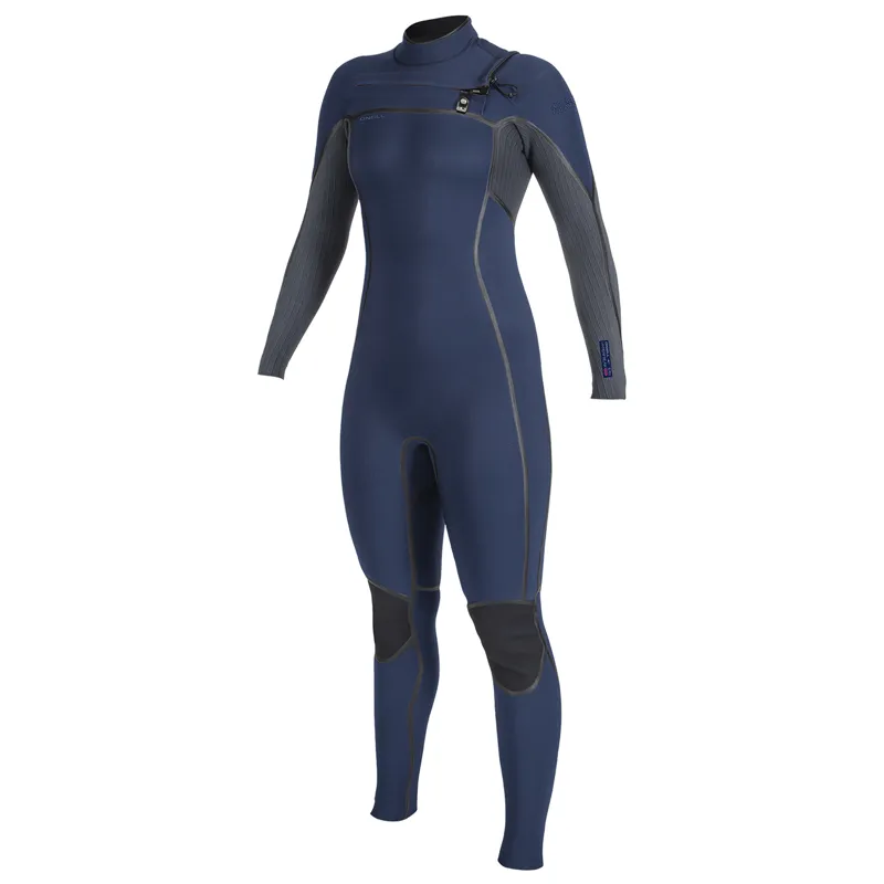 O Neill Womens Hyperfreak Fire 5-4+mm Chest Zip Wetsuit in Navy/Shade