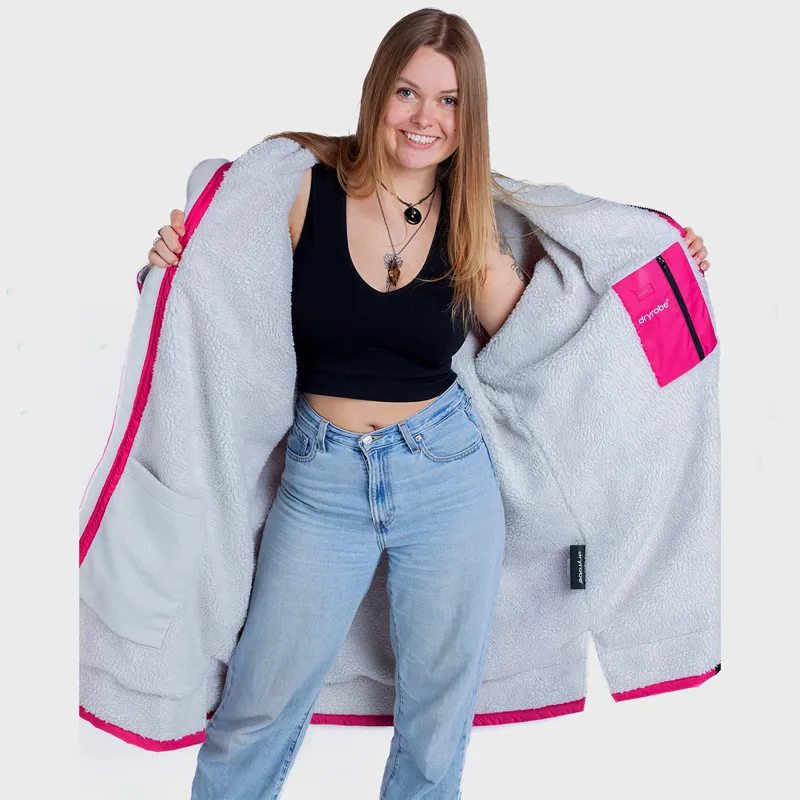 Dryrobe Advance Long Sleeve Change Robe in Pink/Light Grey-1