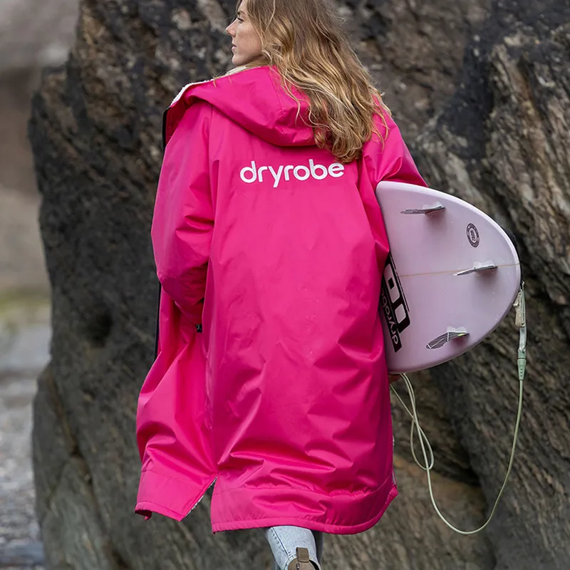 Dryrobe Advance Long Sleeve Change Robe in Pink/Light Grey-2