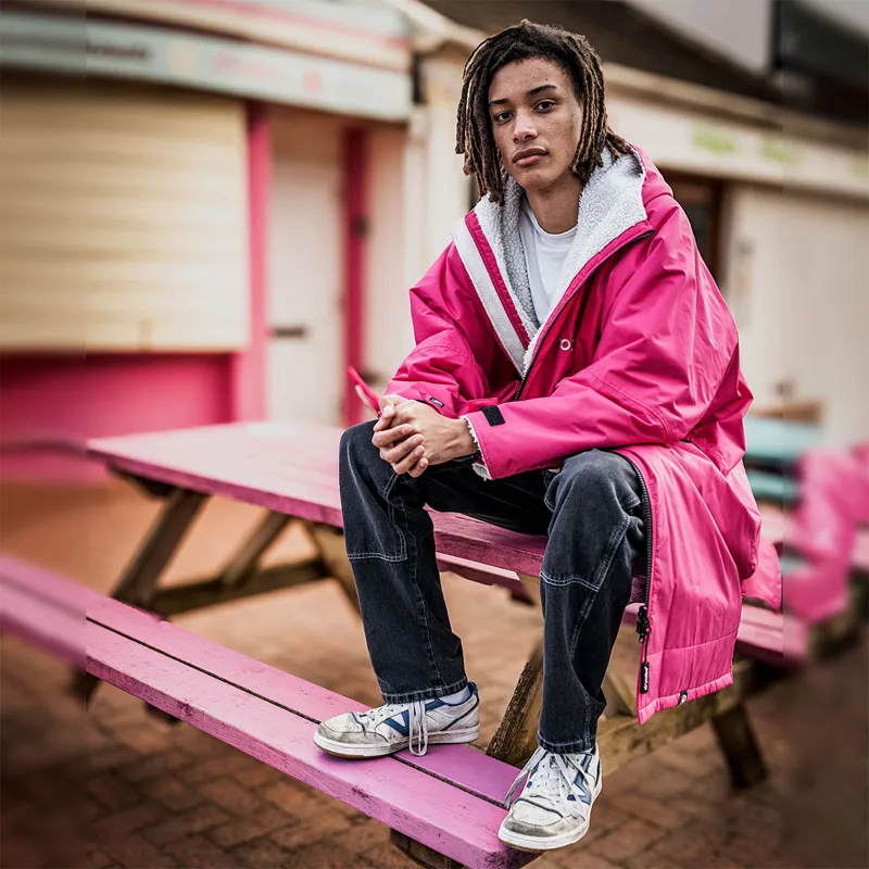 Dryrobe Advance Long Sleeve Change Robe in Pink/Light Grey-4