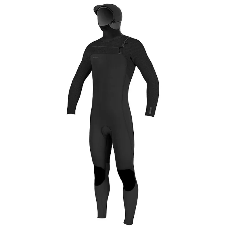 O'Neill Youth Hyperfreak 5-4mm+ Chest Zip Hooded Wetsuit in Black