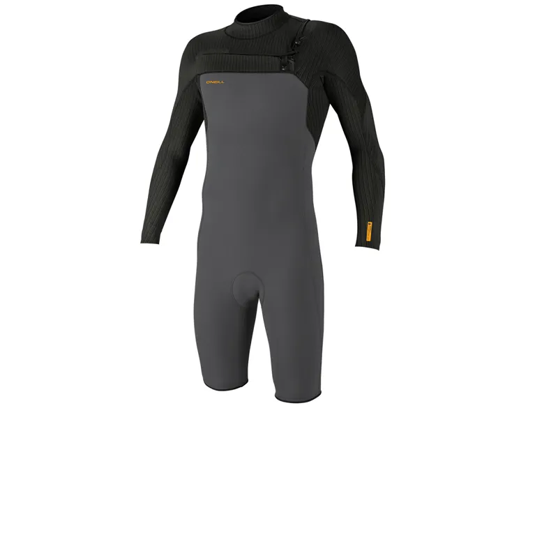 O Neill Hyperfreak 2mm Chest Zip Long Sleeve/Short Leg Wetsuit in Smoke/Raven