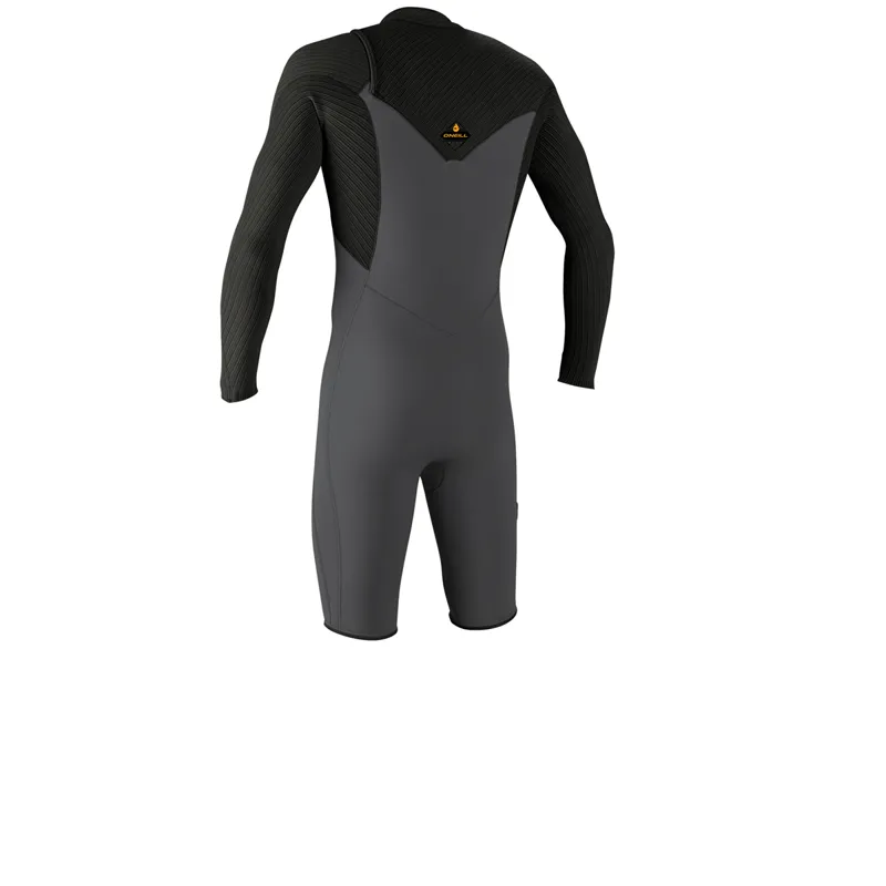 O Neill Hyperfreak 2mm Chest Zip Long Sleeve/Short Leg Wetsuit in Smoke/Raven-1
