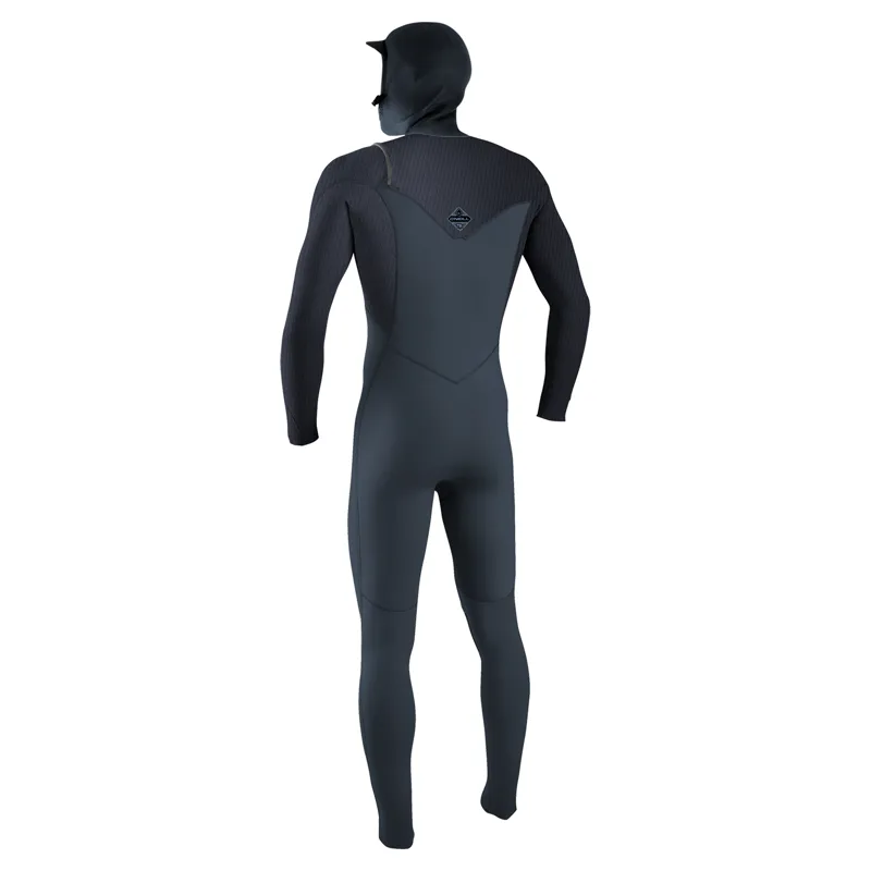 O'Neill Hyperfreak 5-4mm+ Chest Zip Hooded Wetsuit in Carbon/Dark Slate-1
