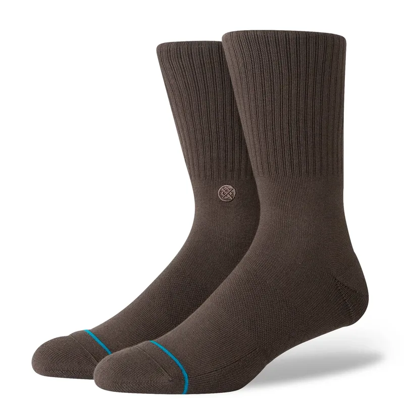 Stance Icon Crew Sock in Brown - SIZE Large