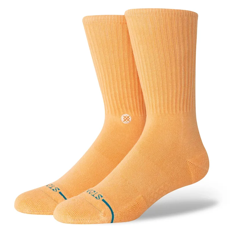 Stance Icon Washed Crew Sock in Peach - SIZE Large