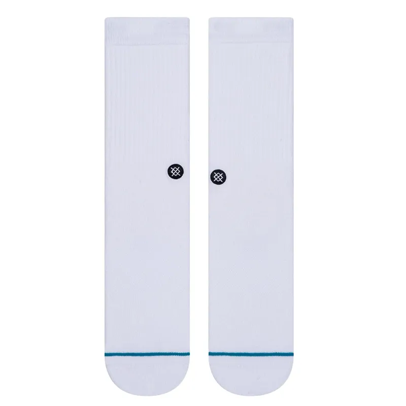 Stance Icon Crew Sock in White/Black - SIZE Large-1