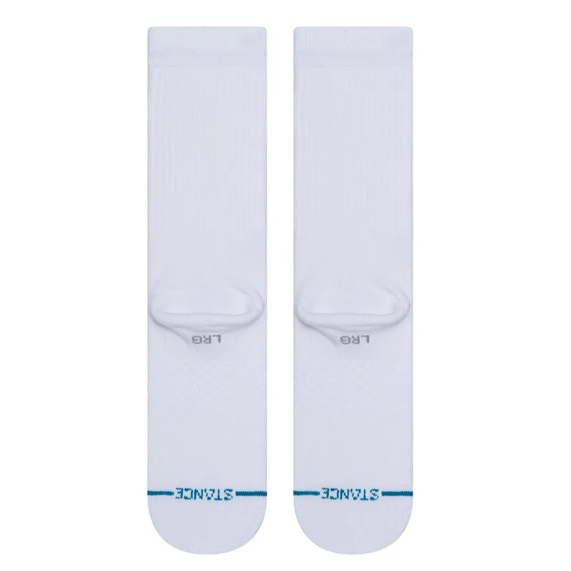 Stance Icon Crew Sock in White/Black - SIZE Large-2