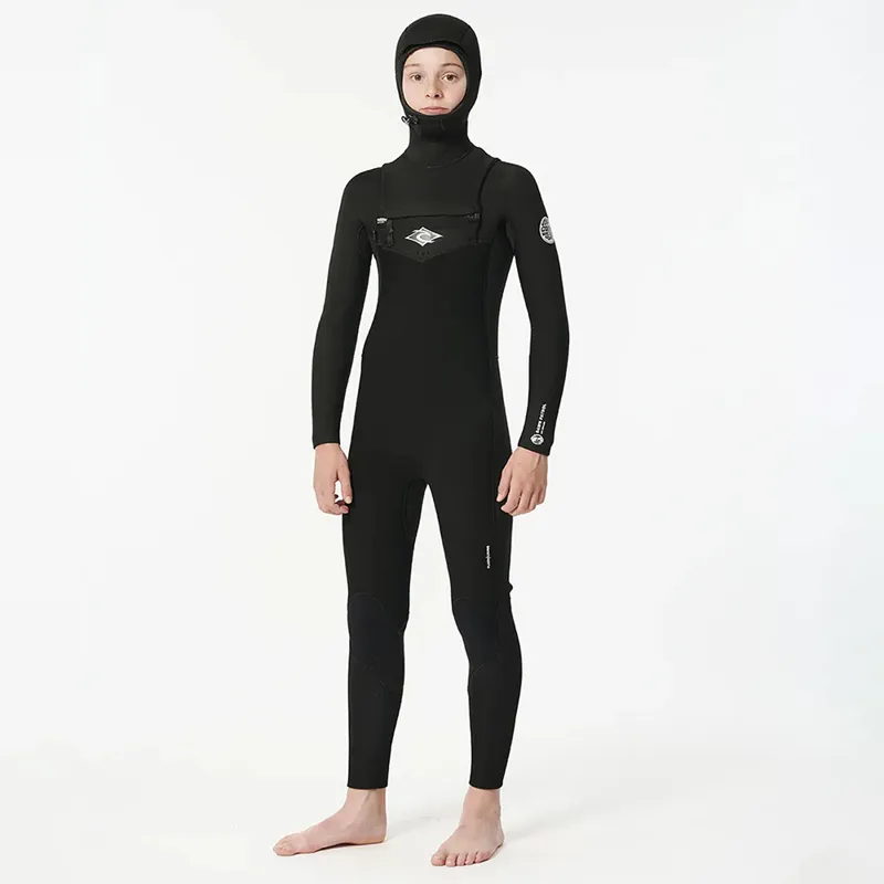 Rip Curl Junior Dawn Patrol 2024 5/4mm Chest Zip Hooded Wetsuit-1