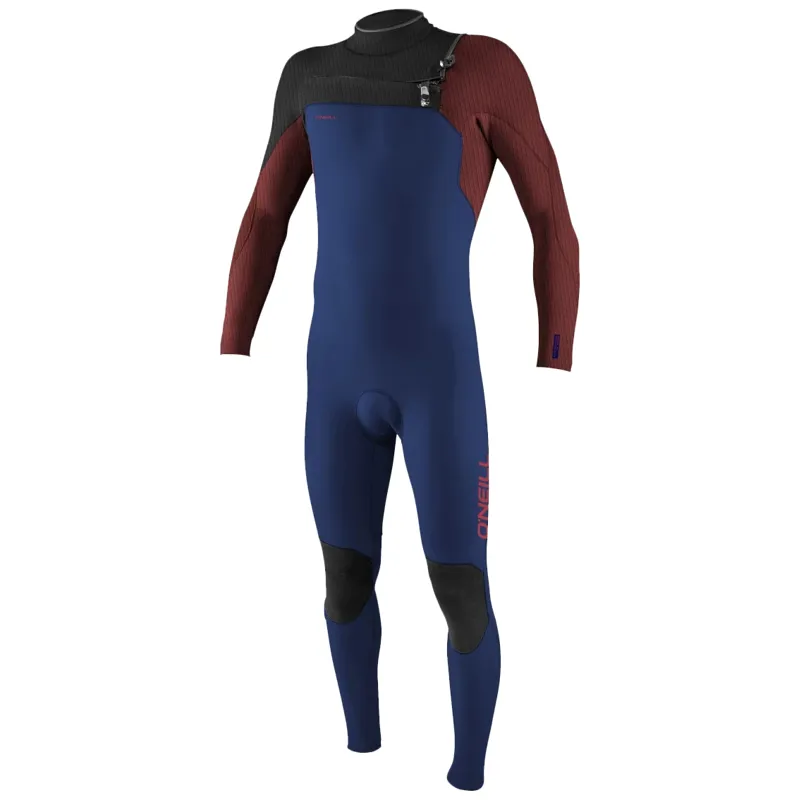 O Neill Youth  Hyperfreak 5-4mm+ Chest Zip Wetsuit in  Navy/Bloodshot/Black