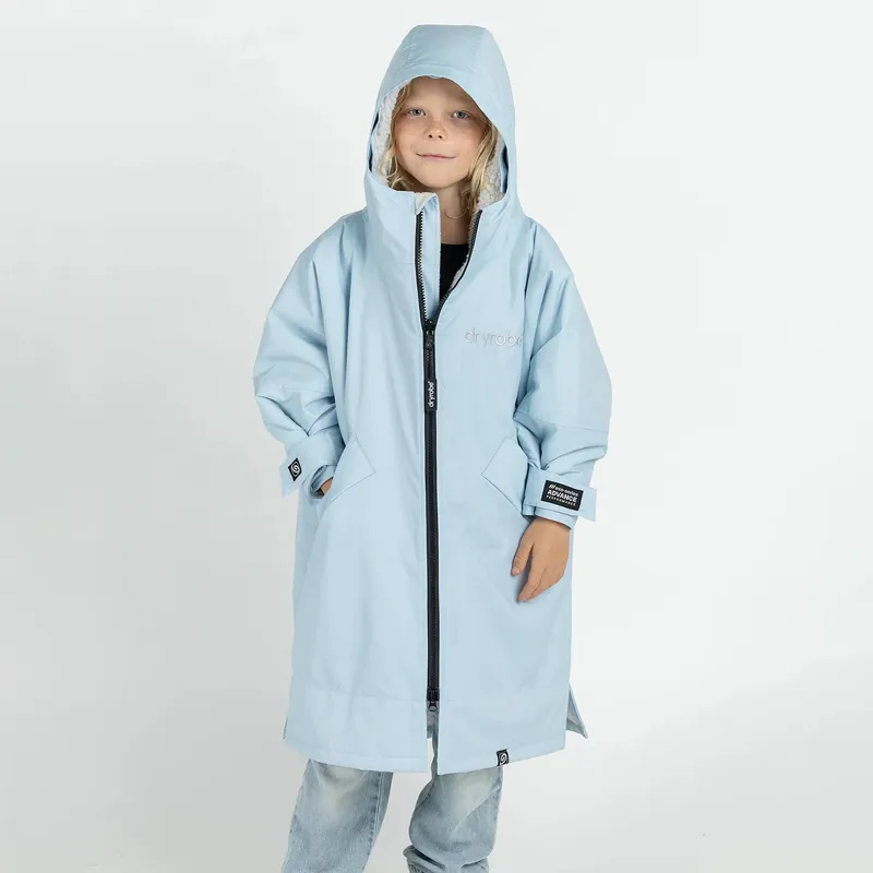 Dryrobe Advance Long Sleeve Change Robe in Alpine Ice Blue/White for Ages 5-9