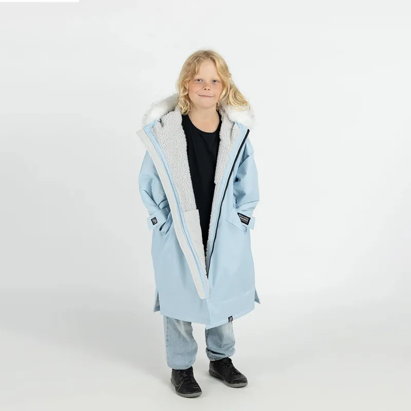 Dryrobe Advance Long Sleeve Change Robe in Alpine Ice Blue/White for Ages 5-9-3