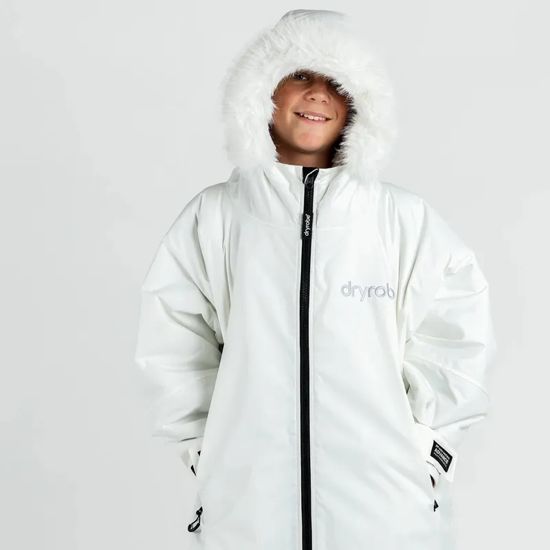 Dryrobe Advance Alpine Long Sleeve Change Robe in White/Grey for Ages 5-9-2