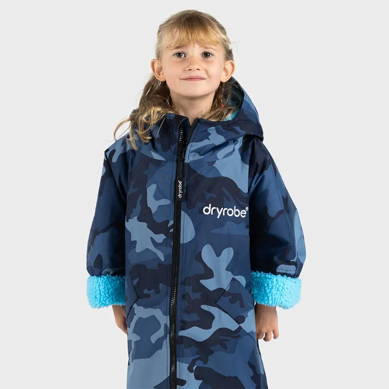Dryrobe Advance Long Sleeve Change Robe in Blue Camo/Blue for Age 10-14-2