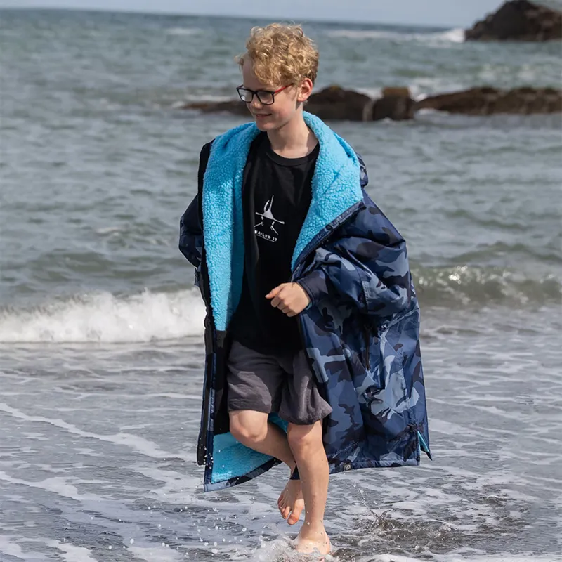 Dryrobe Advance Long Sleeve Change Robe in Blue Camo/Blue for Age 10-14-3