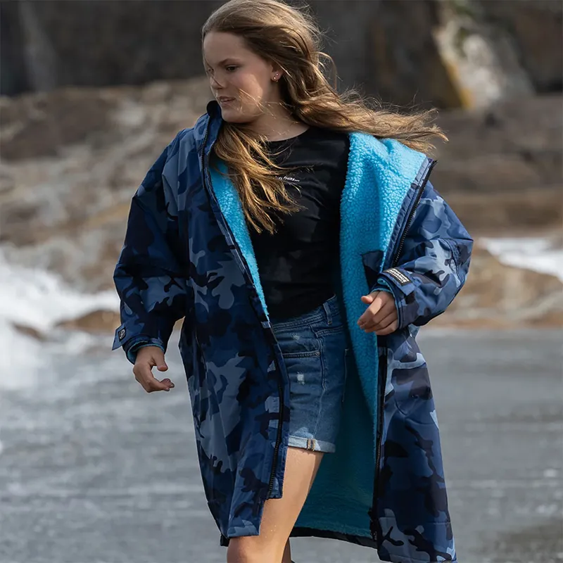 Dryrobe Advance Long Sleeve Change Robe in Blue Camo/Blue for Age 10-14-7