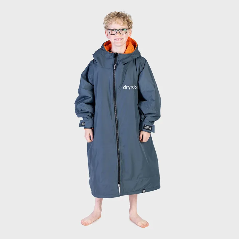 Dryrobe Advance Long Sleeve Change Robe in Charcoal Grey/Orange for Age 10-14-1