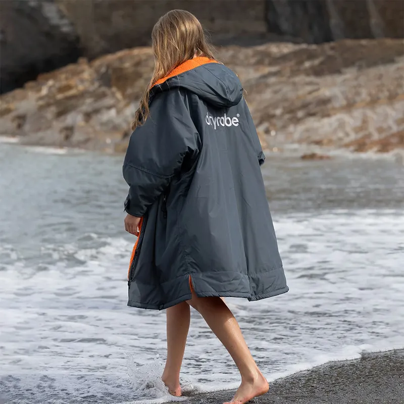 Dryrobe Advance Long Sleeve Change Robe in Charcoal Grey/Orange for Age 10-14-6