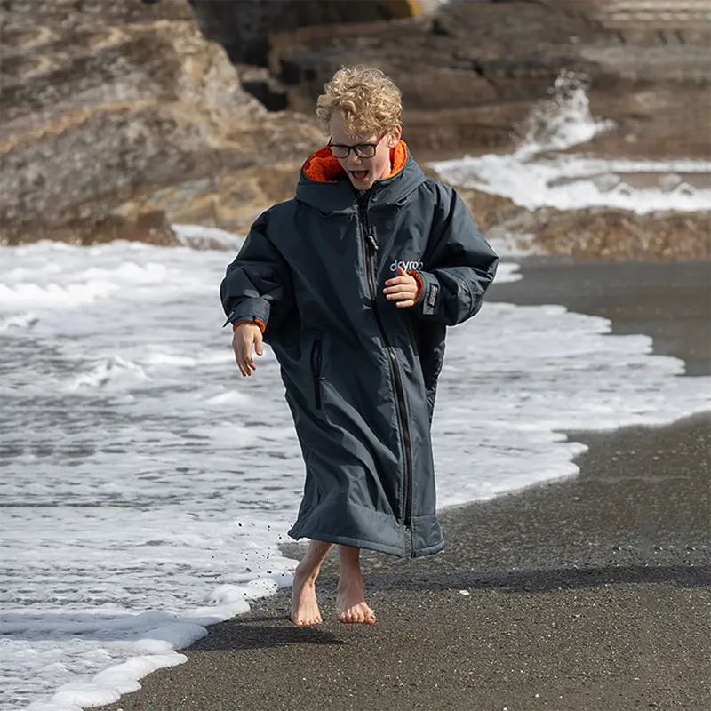Dryrobe Advance Long Sleeve Change Robe in Charcoal Grey/Orange for Age 10-14-7