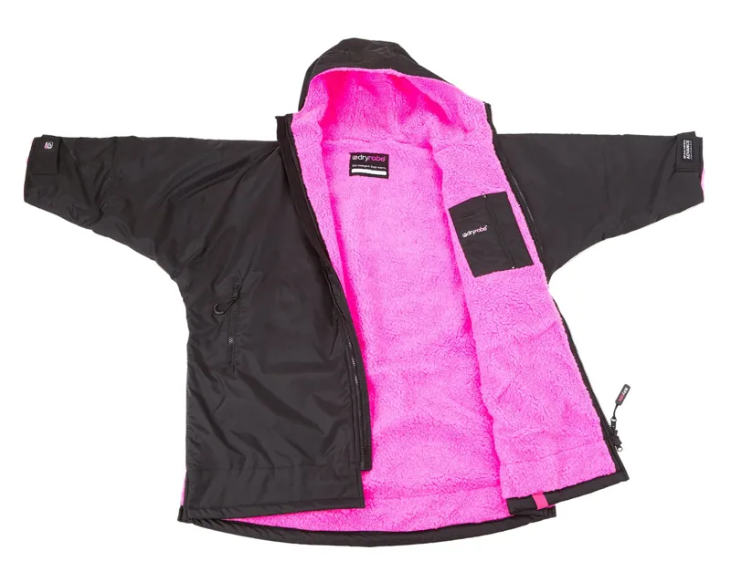 Dryrobe Advance Long Sleeve Change Robe in Black/Pink for Age 10-14-2