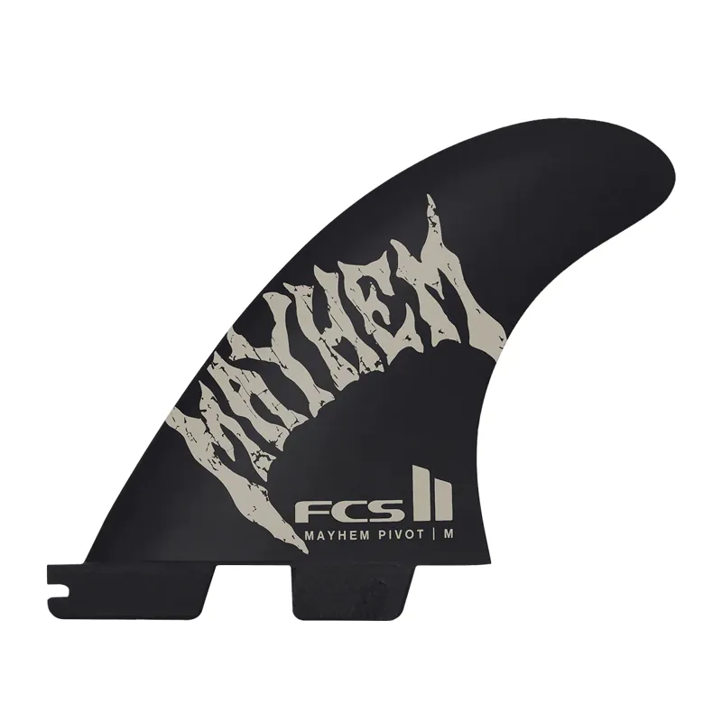 FCS II Mayhem PC Carbon Pivot Medium Tri Fin Set in Sand