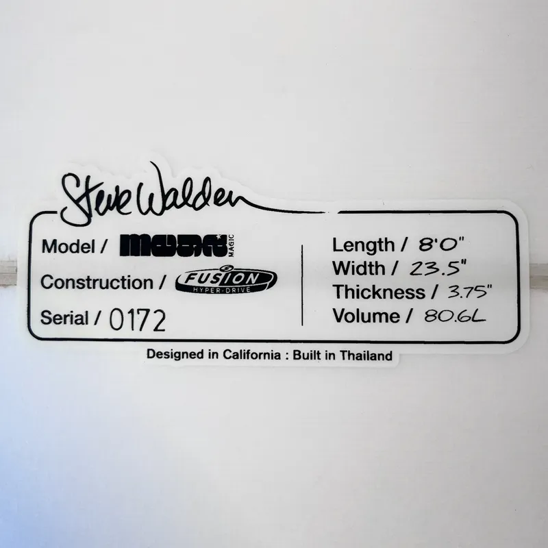 Surftech Walden Mega Magic 8ft 00 Surfboard in Fusion HD - FCS2-6
