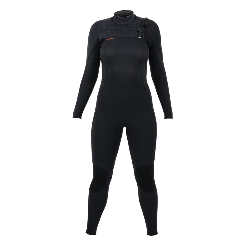 O Neill Womens Hyperfreak 5-4mm+ Chest Zip Wetsuit in Black