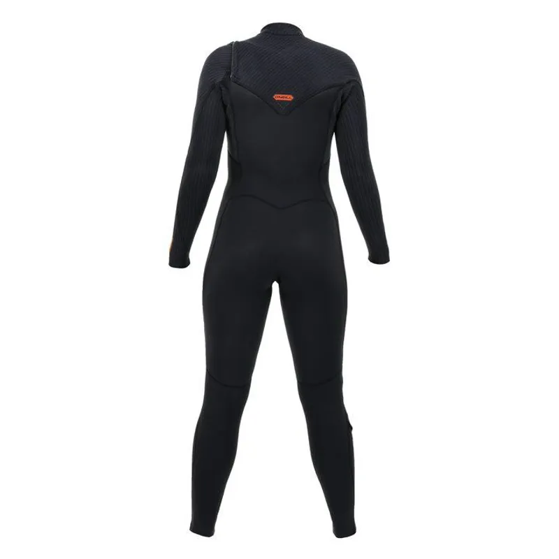 O Neill Womens Hyperfreak 5-4mm+ Chest Zip Wetsuit in Black-1