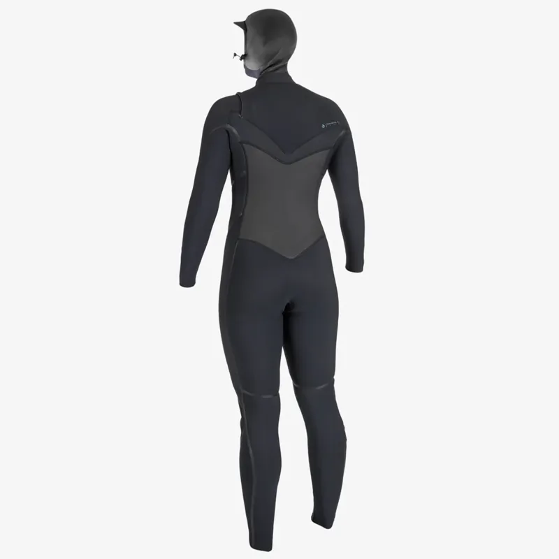 ONeill Womens PsychoTech 6-4mm+ Hooded Chest Zip Wetsuit in Black-1