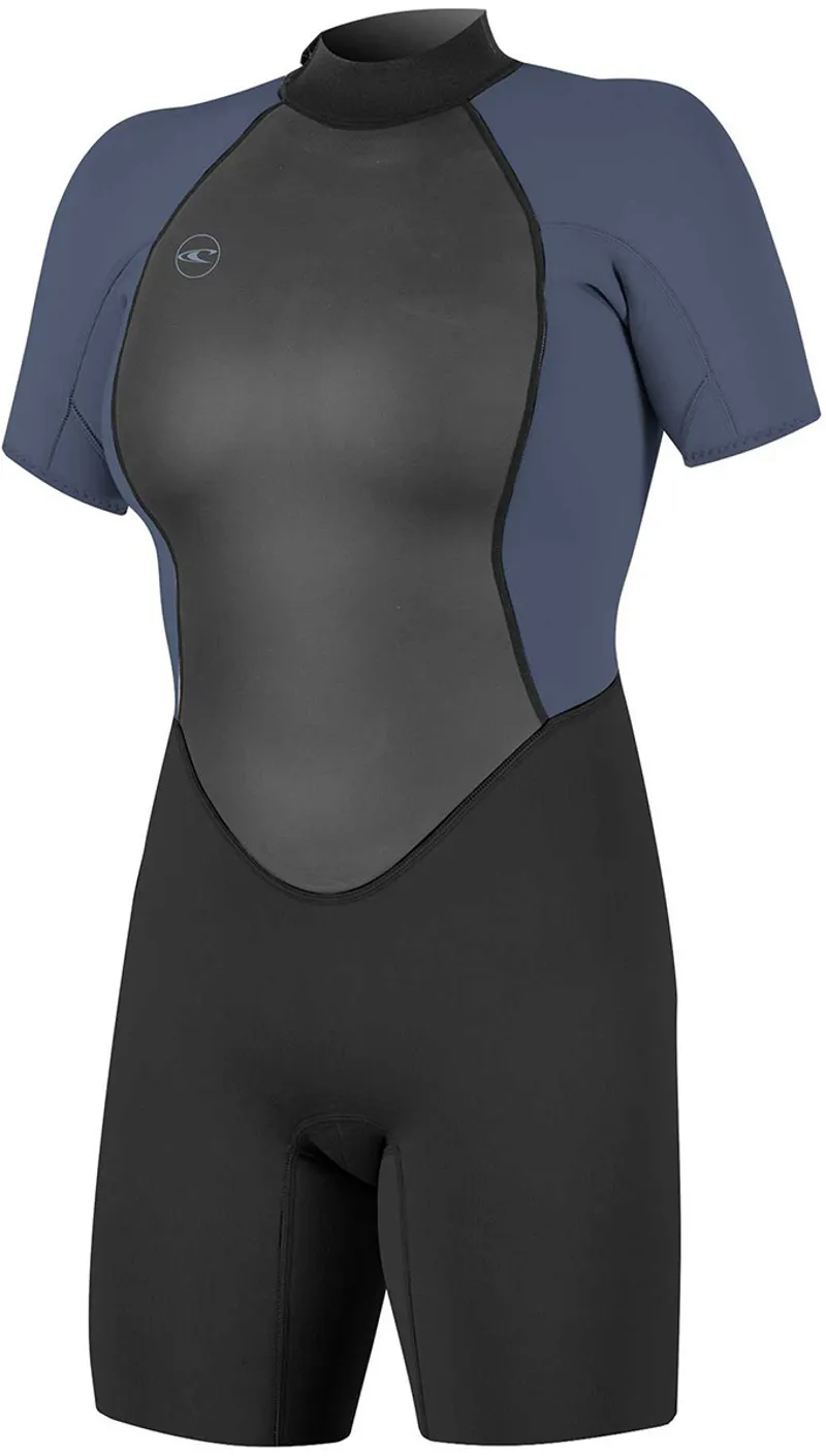 O Neill Reactor Womens 2mm Back Zip Shorty Wetsuit in Black/Mist