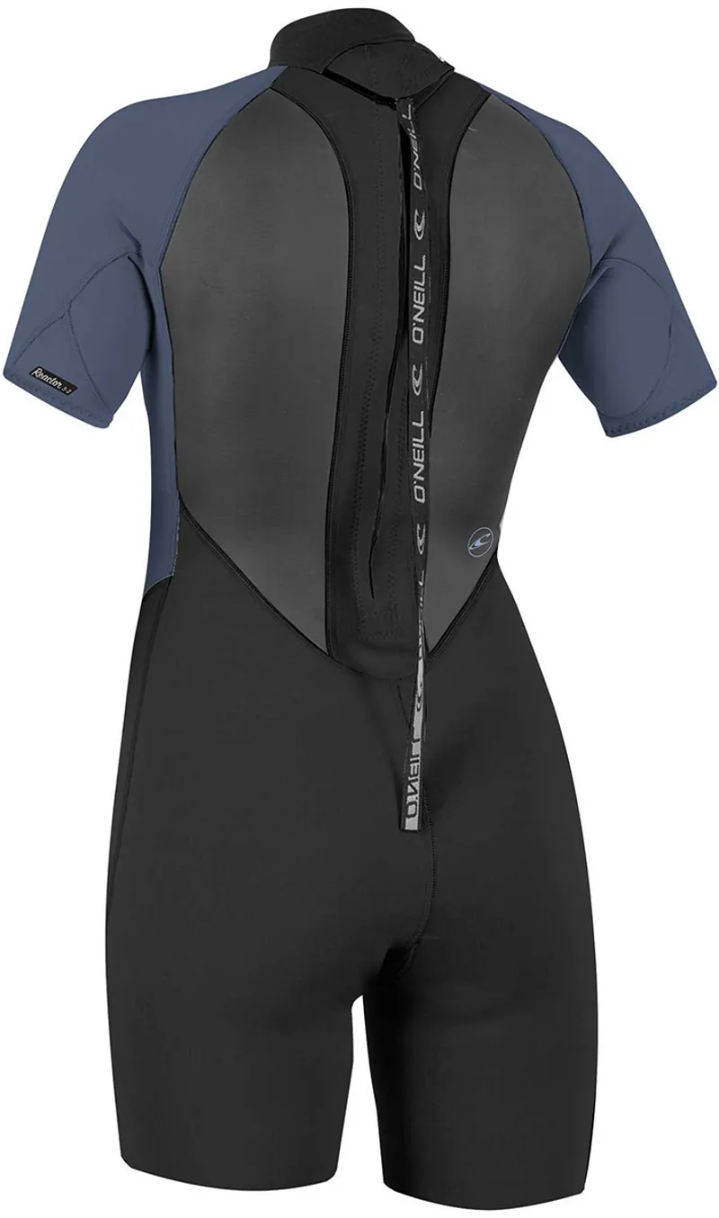 O Neill Reactor Womens 2mm Back Zip Shorty Wetsuit in Black/Mist-1